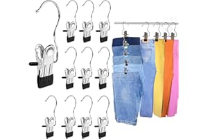 INFORARIN Jeans Hanger Pants Hangers with Clips - Hangers for Shorts Hat Clip 20 Pack Clothes Hangers with Clip Clothespin Legging Organizers for Closet Hanging Space Saving (Black)