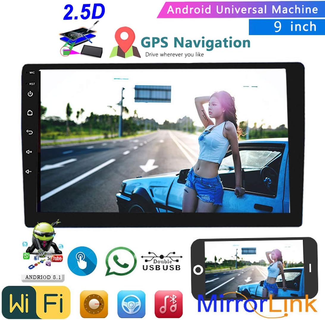 9" 2 Din Universal Android Car Radio Multimedia MP5 Player Auto Stereo, GPS, Bluetooth, WiFi Audio,Mirror Link Video Player,12V