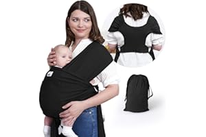 Jeroray Baby Wrap Carrier Sling: Baby Wearing Wraps Newborn to Toddlers Infants Stretchy Easy to Wear Hands Free Plus Size, Black