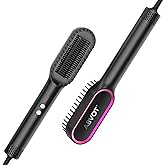 Hair Straightener Brush, HC13 Straightening Brush for Women with Hot Cool Air Blow, Fast Heat Dual Voltage Hair Straightener Brush Comb for Travel, Black