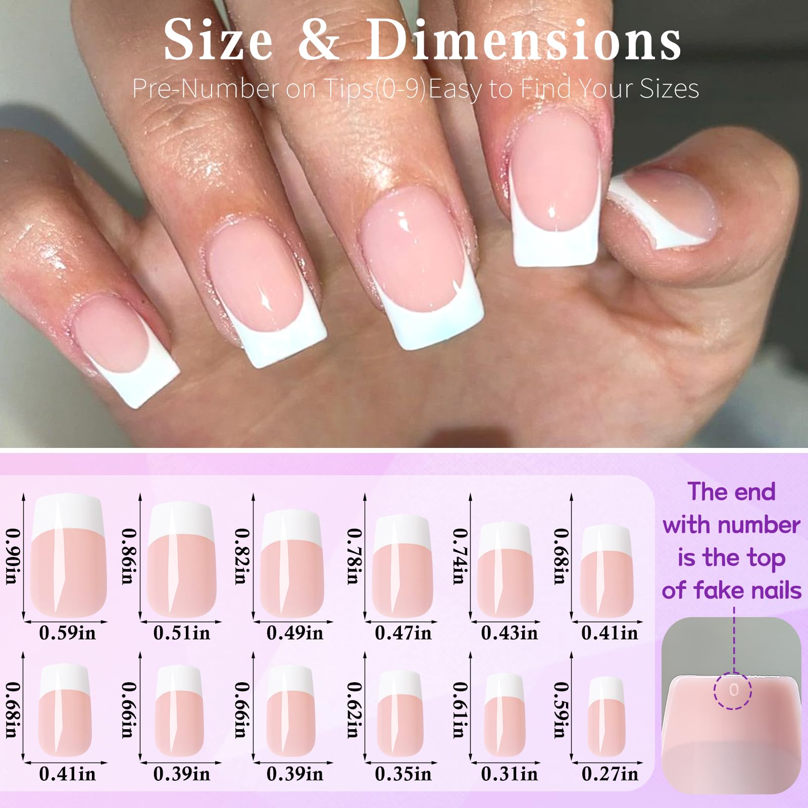 Lifextol 240pc French Tip Press on Nails Short Fake Nails with Glue and Adhesive Tab, False Acrylic Nails Press on Nails Square Nail Tips Artificial Glue on Nails Press ons Fingernail Stick on Nails - Image 6