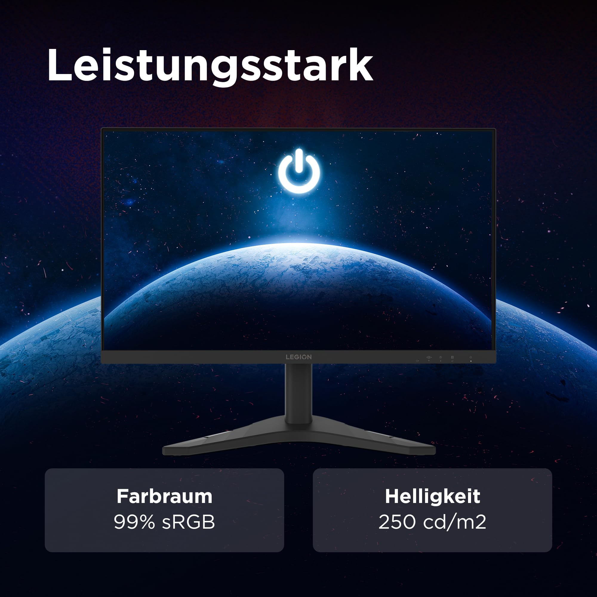 Lenovo Legion R24s | 24" Full HD Gaming Monitor | 1920x1080 | 16:9 | 144Hz | 1ms Reaktionszeit | HDMI | DisplayPort | IPS-Panel | Standfuß | Entspiegelt | TÜV Augenschutz | schwarz | 3.5. kg 7