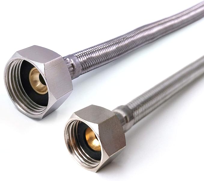 1/2" x 3/4" BSP 500mm Long Flexible Braided Hose Bath Tap Flex