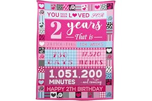 YISUMEI Pink Love Rose Elements 2 Year Old Girl Birthday Blanket, 50"x60", Modern, Multi-Purpose, Machine Washable