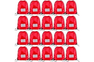 CODOBON 20 Pcs Drawstring Bags,Bulk Draw String Backpack, Cinch Bag Sackpack for Travel Gym Sport, Red