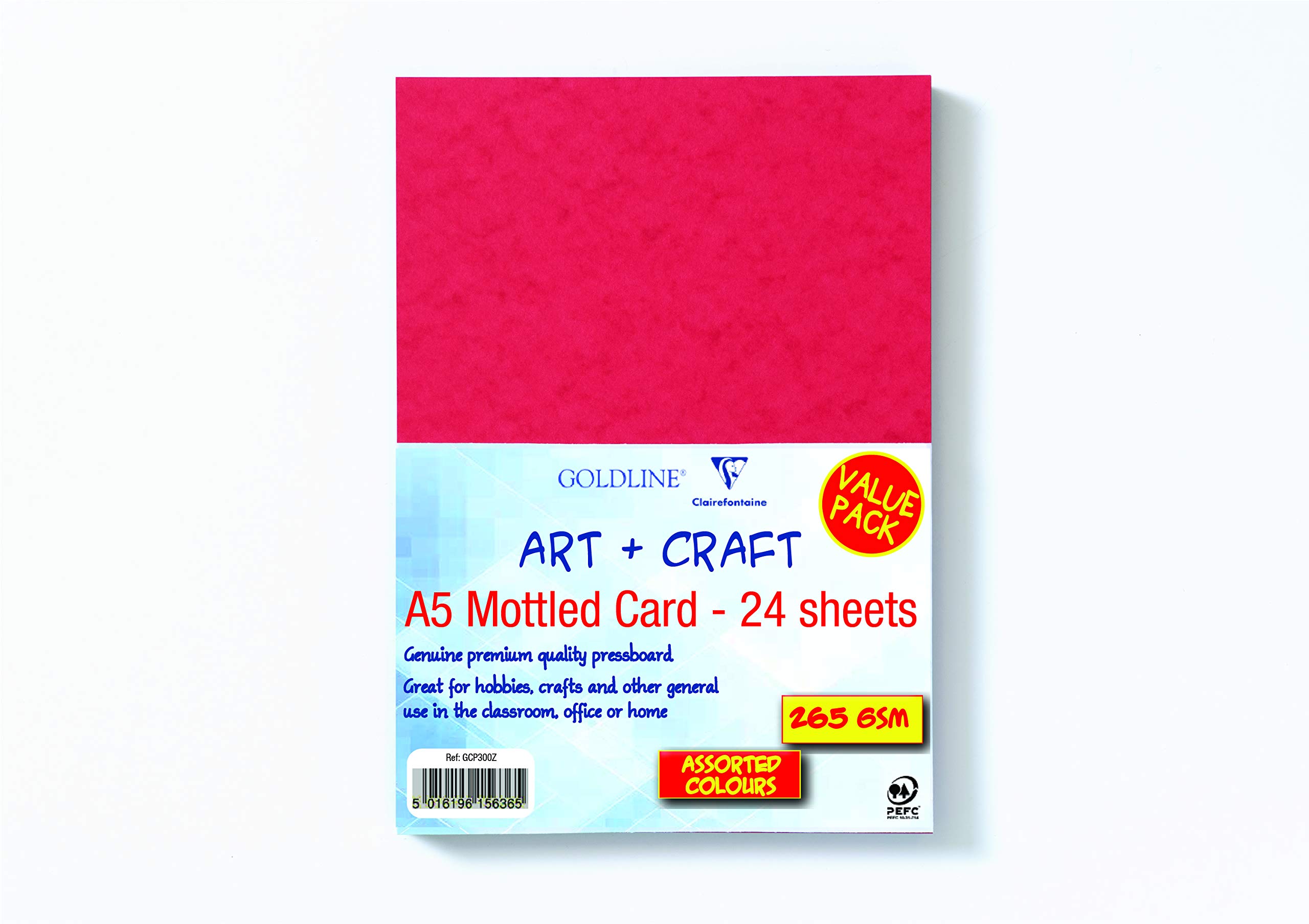 Clairefontaine - Ref GCP300Z - Goldline - Goldline Coloured Card, A5 210 x 148mm, 300 Micron Pressboard, 265gsm, Ideal for Craft Activities - Assorted Colours, 24 Sheets Per Pack