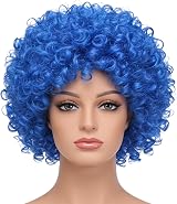 SHATCHI Afro Wig Curly Blue Unisex Fancy Dress Party Costume