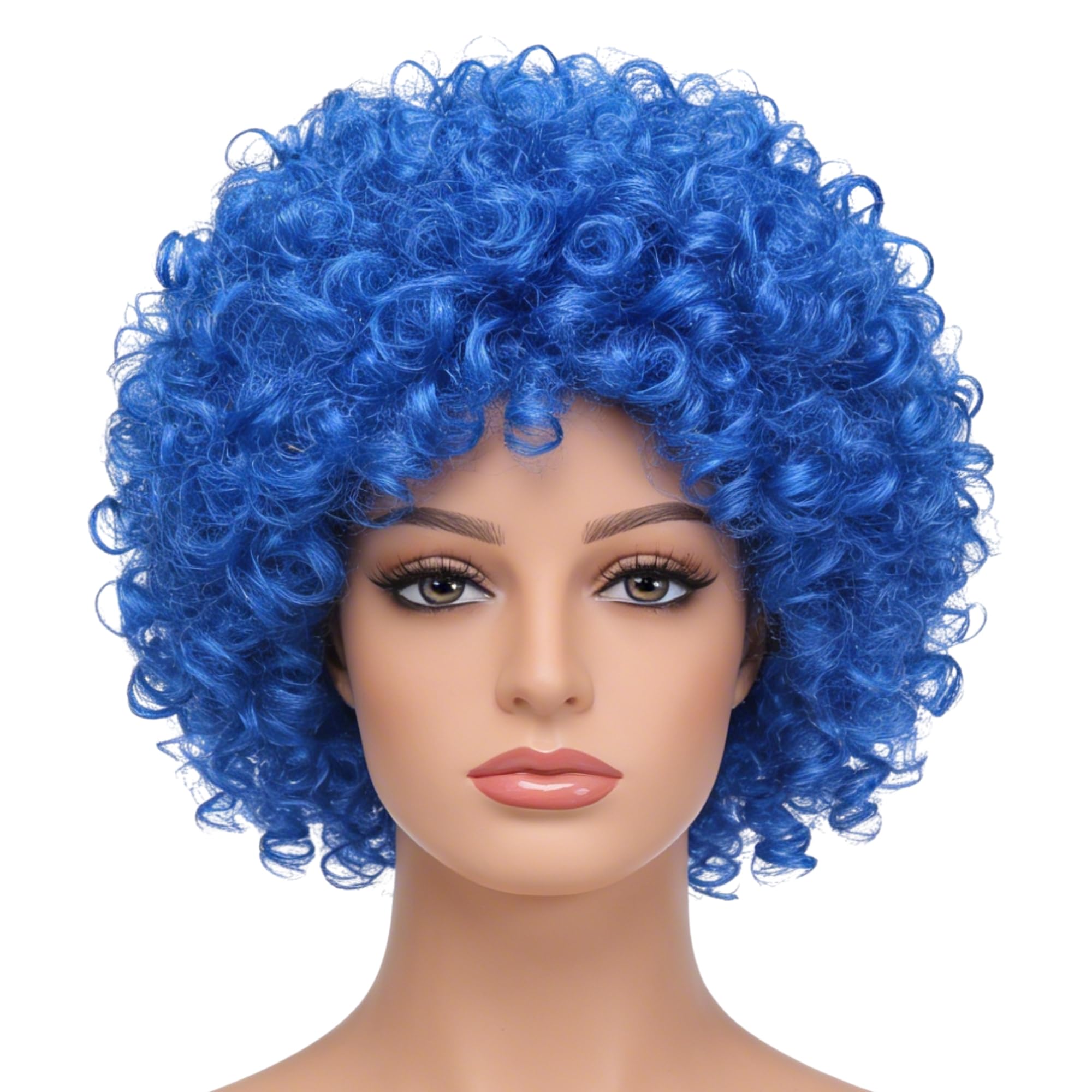 Afro Wigs Curly Bouncy Hair For Fancy Dress Party Costume Disco Accessory Unisex 60s 70S 80s Theme,Blue