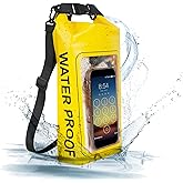 TYUTOSEG IP68 Waterproof Dry Bag, 2L - Roll Top Waterproof Pool Bag，Dry Bags for Kayaking Waterproof-w/Phone Pouch,Large Waterproof Phone Pouch,Boating & Kayak Accessories Camping (Yellow)