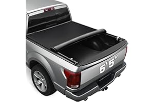 RHOBRA Soft Roll-up Truck Bed Tonneau Cover Compatible with 2015-2025 Ford F-150 F150 with 5.5ft Bed, 26.5oz Soft Vinyl Truck Cover, Full Protection F150 Black Tonneau Cover.