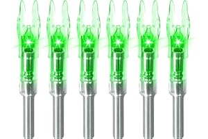 LEANPRO 6/12 PCS S Lighted Nocks for Arrows .244"/6.2mm Inside Diameter Lighted Arrow Nocks for Archery Hunting