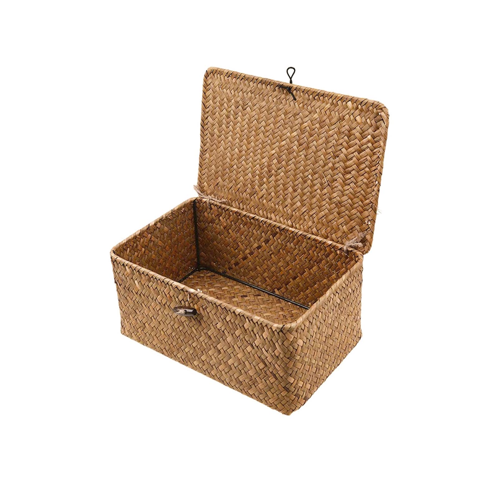 Esoes Wicker Storage Basket Woven Rattan Storage Box With Lids Seagrass Laundry Baskets Makeup Organizer For Bathroom, Living Room, Kitchen (XL)