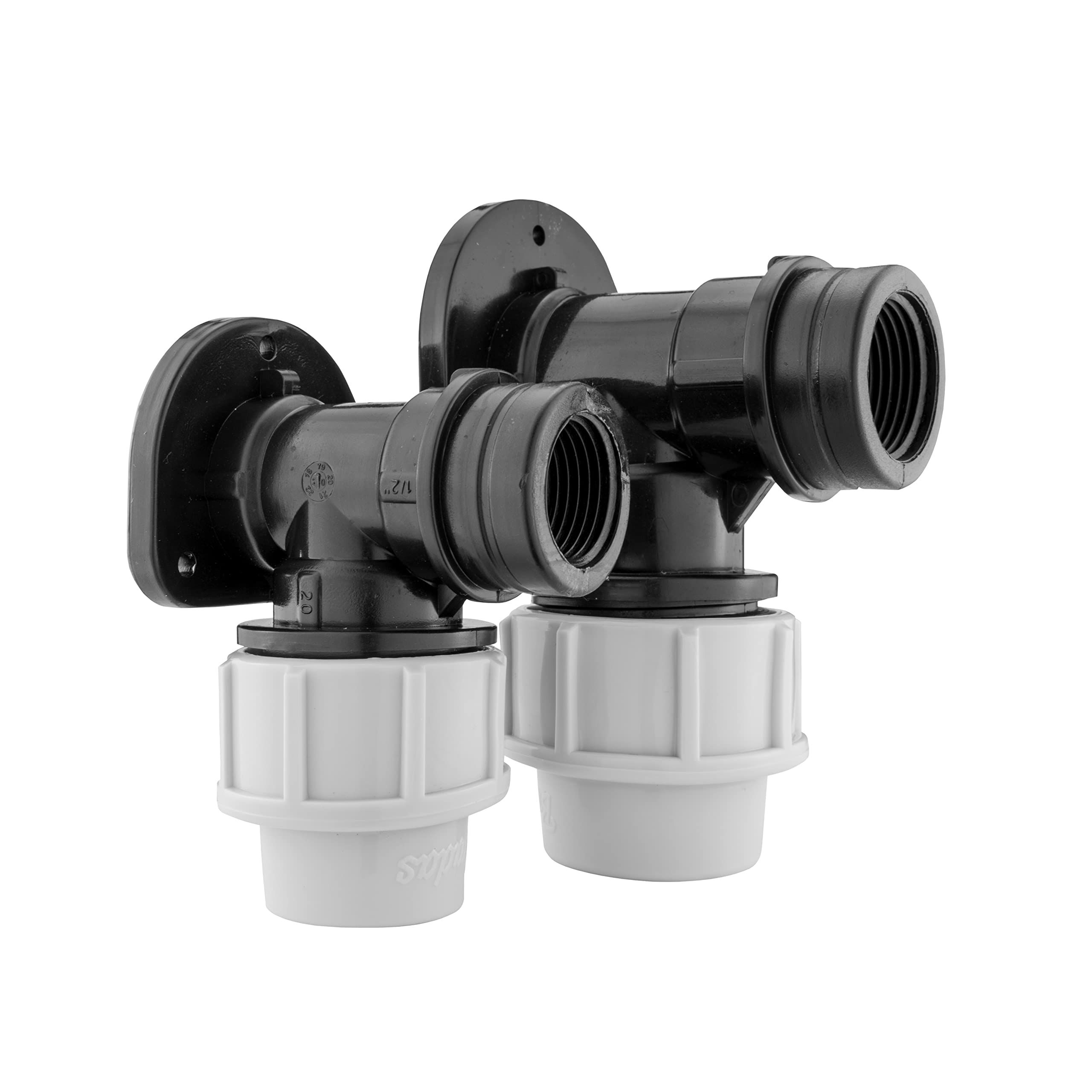 MDPE Compression Wall/Back Plate 20mm or 25mm (20mm-1/2 bspf) for use with mdpe Water Supply Hose/Irrigation Pipe,bsp Thread Outlet (Pack of 1 or 5)
