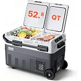 VEVOR Car Refrigerator 50L / 52.8 QT, Dual Zone 12 Volt Compressor Fridge, -4℉ to 68℉ Adjustable, Portable Freezer Cooler for Car, RV, Camping, Home