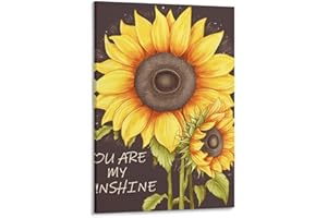 Framed You Are My Sunshine Sunflower Canvas Wall Art, Aesthetic Wall Decor Artwork Includes Hanging Kit, Decorative Painting 