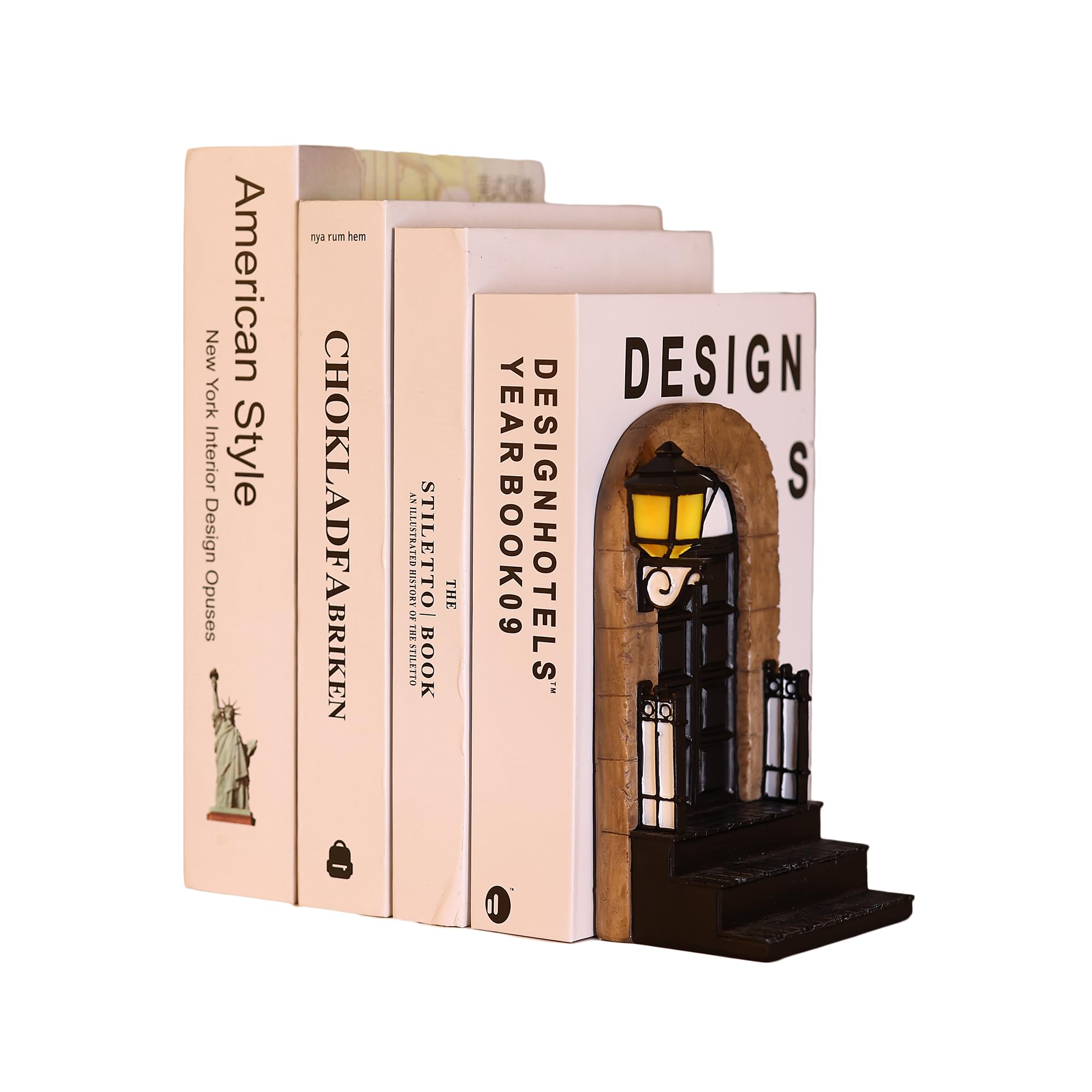 Photo 1 of 1 Pcs Unique Book End with Lighted Lantern, Vintage Decorative Book Ends for Shelves, Funky Book Holder, Rustic Book Stopper for Home, Office, and LOTR Bookshelf Decor (A)