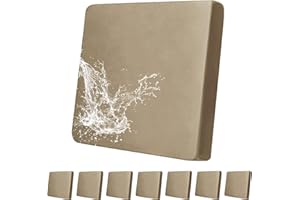 GALYEJIA 8Pcs Outdoor Cushion Covers Patio Cushion Covers Cushion Covers for Outdoor Furniture Stretch Patio Cushion Covers Replacement Couch Slipcovers Waterproof (Cover Only) (Khaki)
