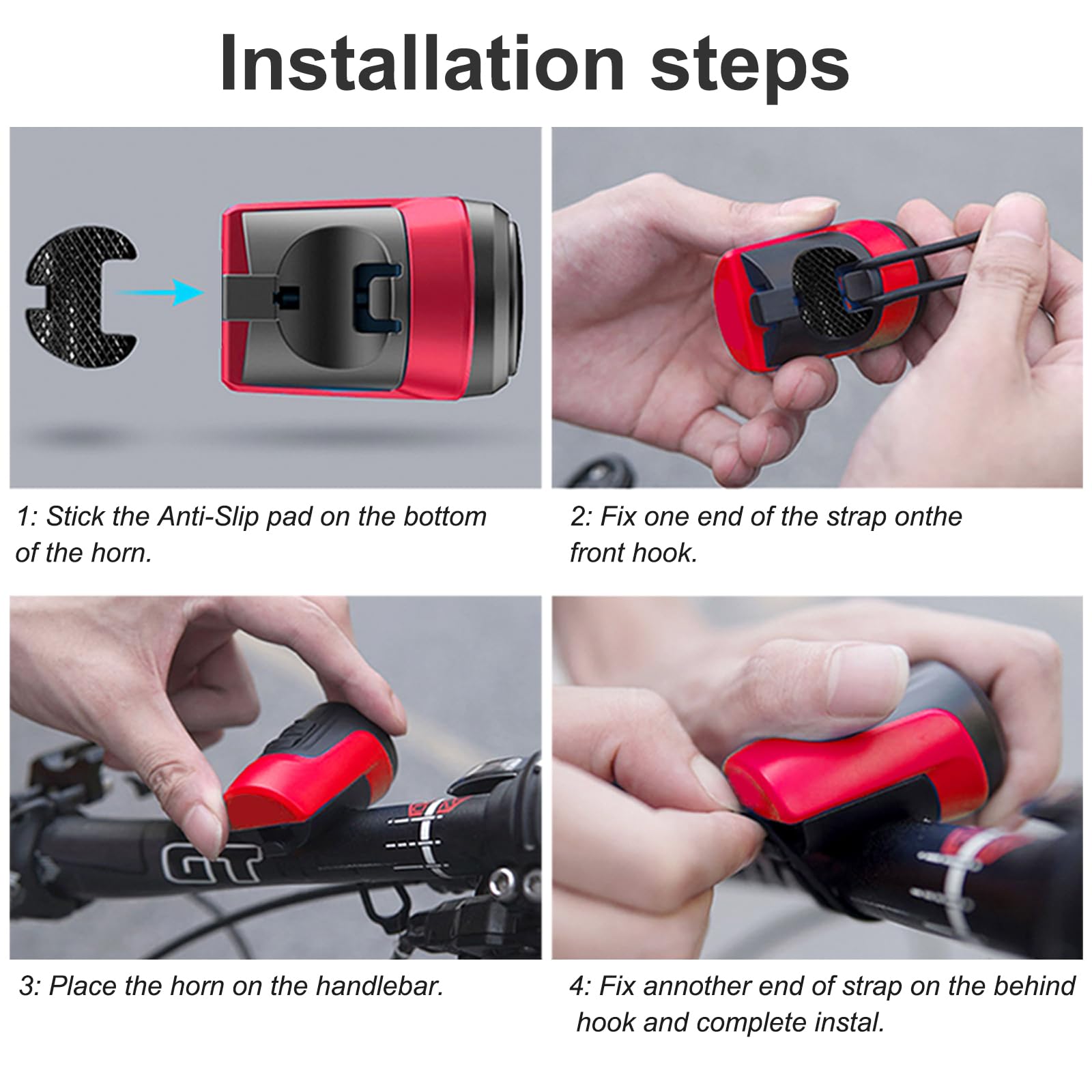 Electric Bike Bell, 125db Anti-Theft Alarm Loud Electric Bike Horn for Adults with 1 Sound Modes USB Rechargeable Battery Waterproof Bicycle Horn for MTB/BMX/Scooter/Road Cycling