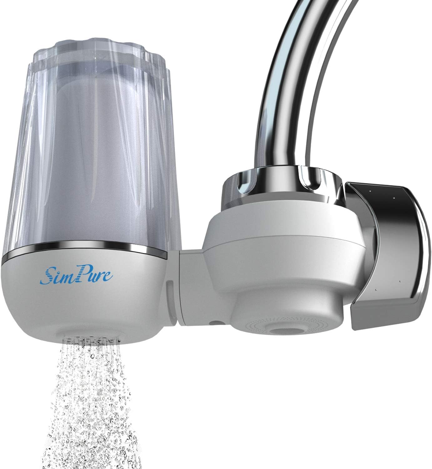 SimPure Water Filter Faucet DA03, Tap Mount Water Purifier Filtration System with Visible Clear Shell, High Water Flow 400 Gallon, Easy Installation, Remove 99% Lead, Fluoride, Chlorine, Odor: Home & Kitchen