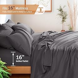 Shilucheng 100% French Linen Sheets - Queen Size