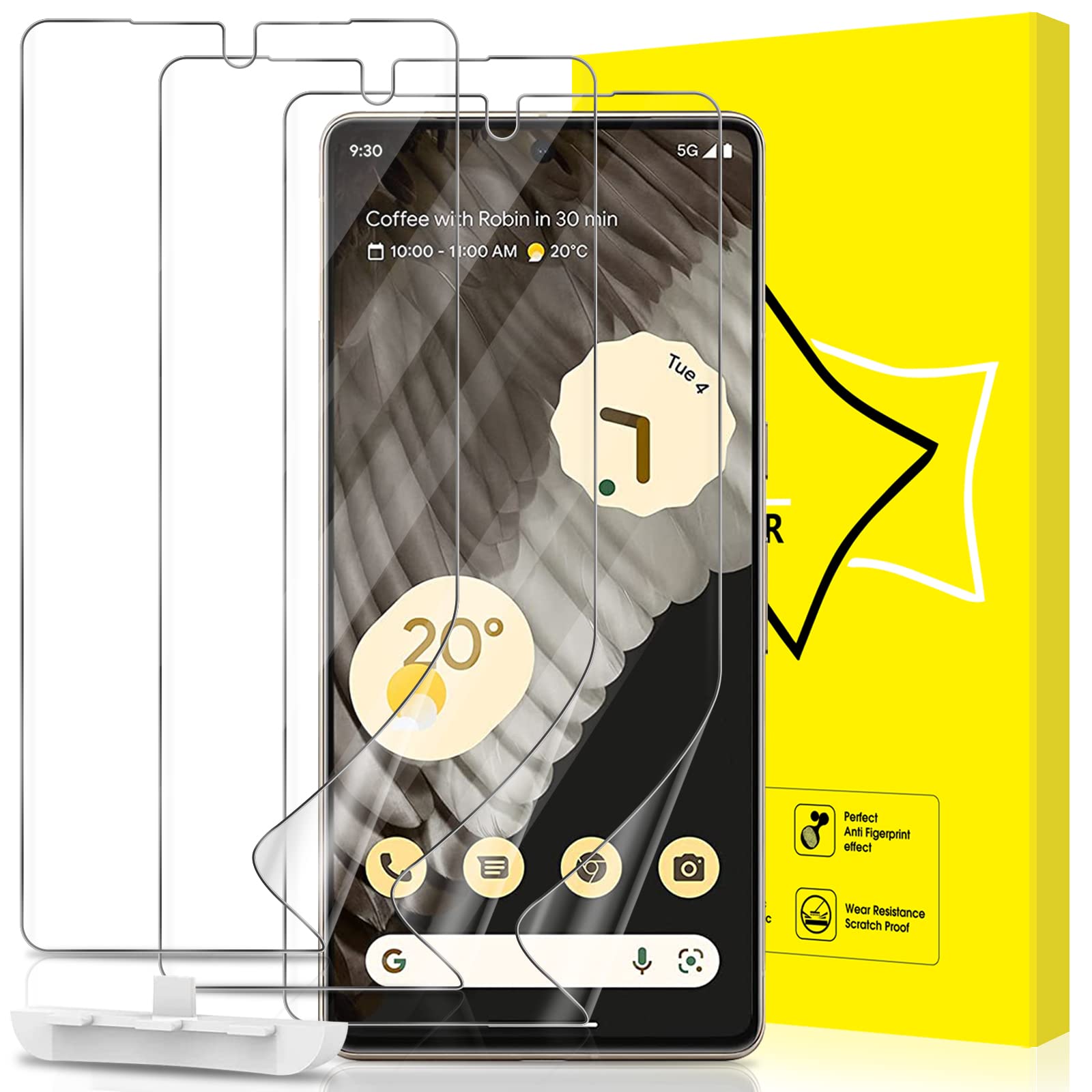 GiiYoon 3 PACK Screen Protector for Google Pixel 7 Pro Flexible TPU Film [Support Fingerprint Touch] [HD Full Coverage] [Easy Installation] [Scratch Resistant]