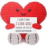 Xinezaa I Love You Heart Crochet Gifts for Her Him, Romantic Couples Gifts for Girlfriend Boyfriend BF GF, Birthday Gift for Wife Husband, Anniversary Wedding Gift for Women Men