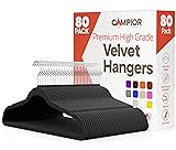 Black Velvet Hangers 80 Pack – 360° Swivel