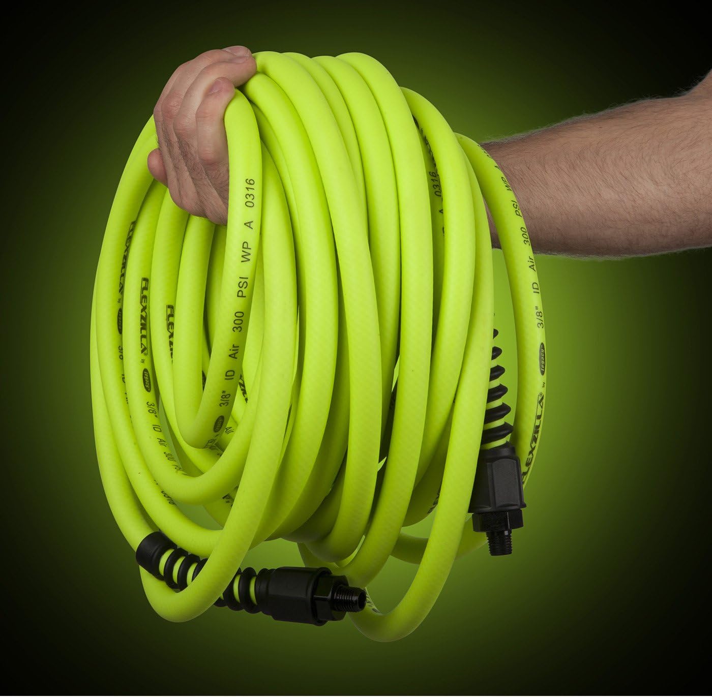 Flexzilla Pro Air Hose, 3/8 in. x 50 ft, Heavy Duty, Lightweight, Hybrid, ZillaGreen - HFZP3850YW2: Automotive