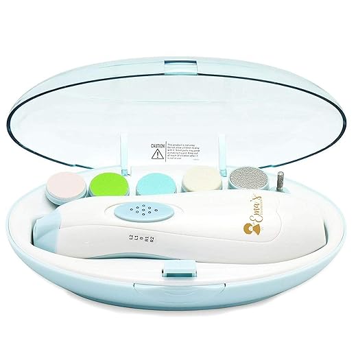 Ema's Treasures Baby Nail Trimmer File - Safe Electric Nail Clipper Kit with Light for Infant Newborn Toddler Kids Toes and Fingernails - Boys or Girls Nail Filer Set for Easy Trim and Care