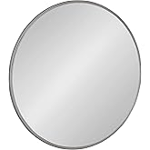 Kate and Laurel Caskill Framed Wall Mirror, 30 Inch Diameter, Charcoal Gray, Modern Circular Mirror for Wall Decor
