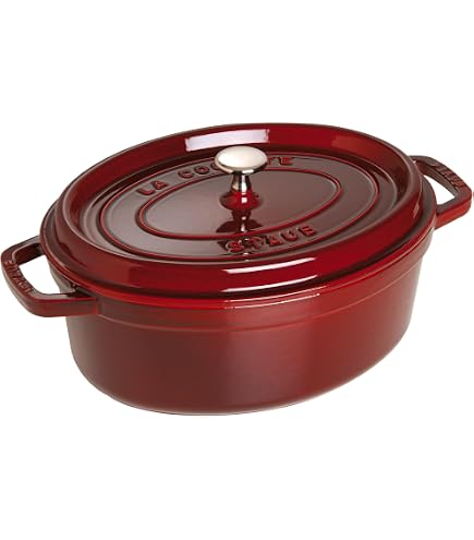 Amazon.com: Staub Oval Cocotte - 7Qt - Grenadine | Aroma Rain Lid