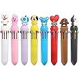 Comidox 8Pcs 10 in 1 Color Retractable Ballpoint Pen Creative Cartoon Shape Multicolor Pens Medium Point (0.7mm) for School Office Supply