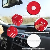DIVINA VITAE Red Fuzzy Dice for Car Rear View Mirror 2.75in Pair view 3