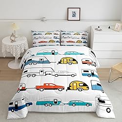 Camper Comforter Set Twin, Happy Camping Bedding