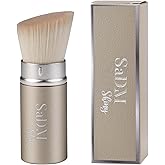 SaDM Shiny Kabuki Foundation Makeup Brush, White, Synthetic Hair, Professional Face Brush with Retractable Handle, Portable W