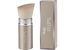 SaDM Shiny Kabuki Foundation Makeup Brush, White, Synthetic Hair, Professional Face Brush with Retractable Handle, Portable W