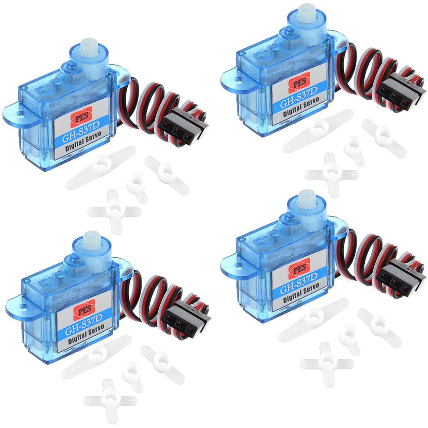 Stemedu GH-S37D Ultra-Light Micro Servo - Mini Small 3.7g Digital Servo Motor for RC Car Plane Helicopter & Boat for Arduino, Raspberry Pi, Pack of 4
