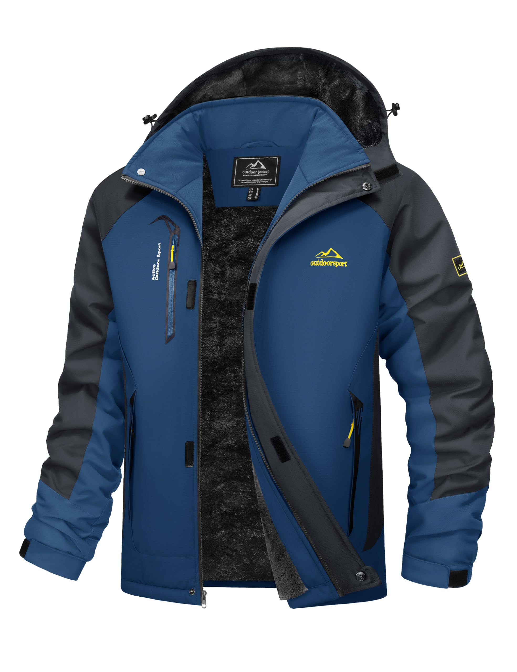 Photo 1 of MAGCOMSEN Waterproof Jackets for Men Winter Snow Ski Jacket Windproof Sports Rain Coats Fleece Lined Thermal Snowboard Jacket Denim Blue M