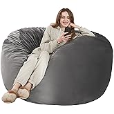 HABUTWAY Bean Bag Chair: Giant 4' Memory Foam Furniture Bean Bag Chairs for Adults with Microfiber Cover 4Ft (Grey)