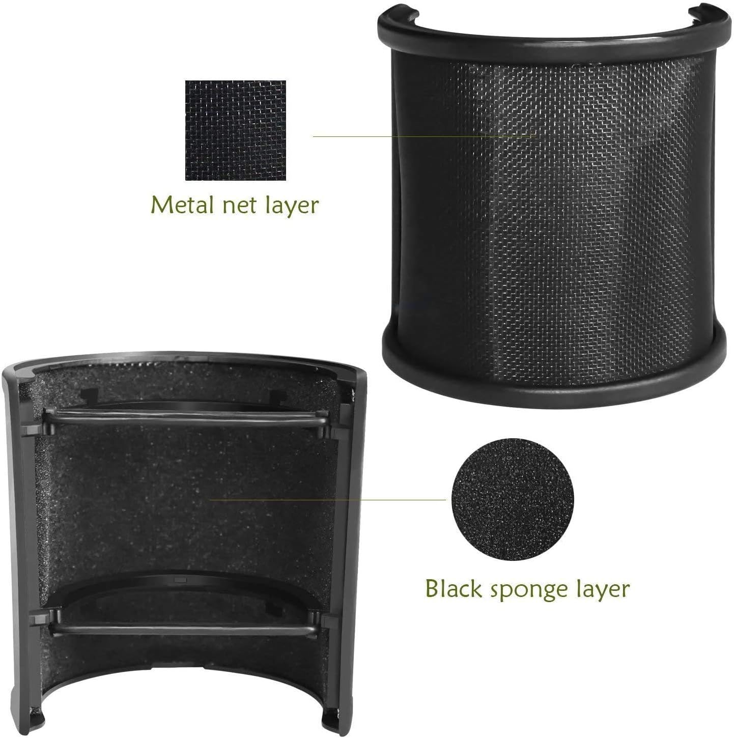 Microphone AT2020 Shock Mount with Pop Filter, PEMOTech Universal Shock Mount for 46mm-53mm Diameter Mic compatible for AT2020 Anti-Vibration Suspension Microphone Shock Mount Bonus Screw Adapter: Musical Instruments