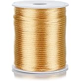 ZhXu Shuo Nylon Satin Cord 2mm Rattail Cord Khaki String - 100 Yards Nylon Chinese Knotting Cord Rat Tail Silk Cord for Bracelet Necklace Jewelry Making Macrame Trim