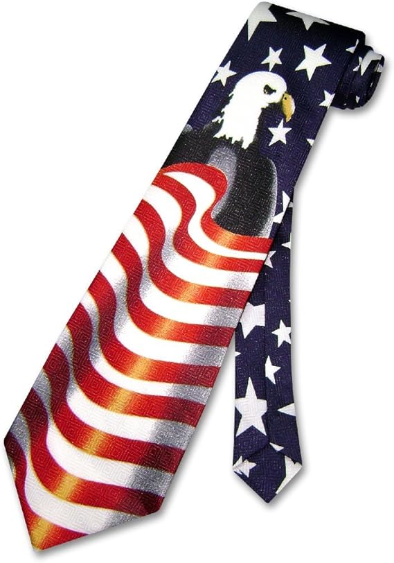 Eagle over American Flag Men's Neck Tie USA Necktie at Amazon Men’s