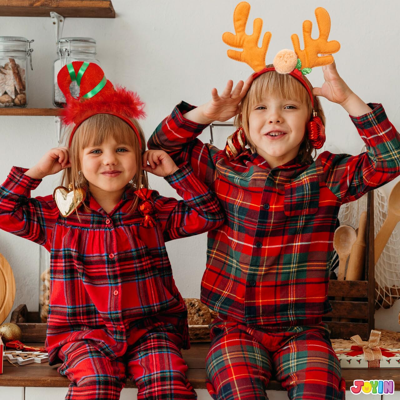 JOYIN 8 PCS Christmas Headbands Head Hat Toppers Costume Accessories for Kids Girls Boys Christmas Parties Xmas Holiday Party Favors Photo Booth