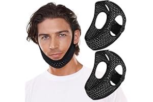 VOMITAWY 2 Pack Anti Snore Chin Strap for Sleeping, Mouth Jaw Tape Snoring Stopper Sleep Devices CPAP Users Breathing Head Mouthpiece Solution Keep Closed Advancement Reducing Aids Machine Men Women