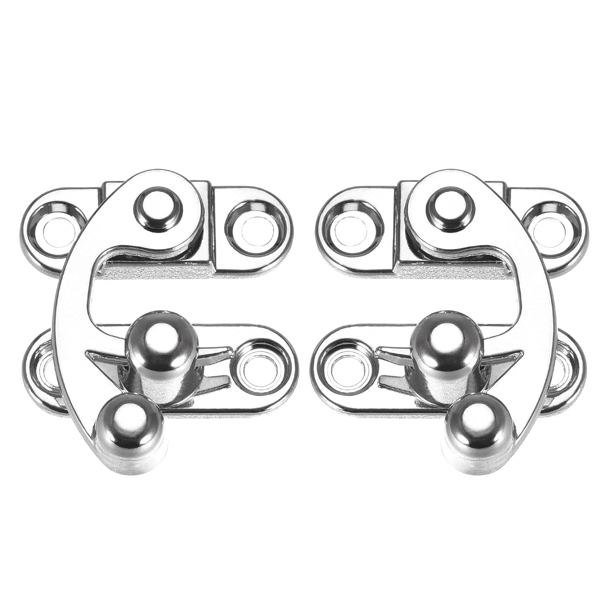 sourcing map Decorative Antique Right and Left Latch Hook Hasp Swing Arm Latch Silver Tone 2 Set