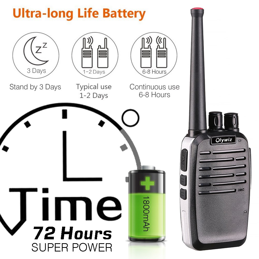 Walkie Talkies 2W Olywiz-819 Aluminum Body Tiny Walkie Talkies Handheld 16 Channels 1800 mAh Battery Two Way Radio 2 Pack