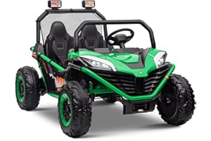 OTTARO 24V 10AH Ride on UTV Cars 2 Seater, Kids Electric Cars Vehicles, Metal Frame, EVA Wheels, 2x200W Powerful Motors, 20” Large 2 Seats, Bluetooth, Remote Control, Max Speed 4.7Mph (Green)