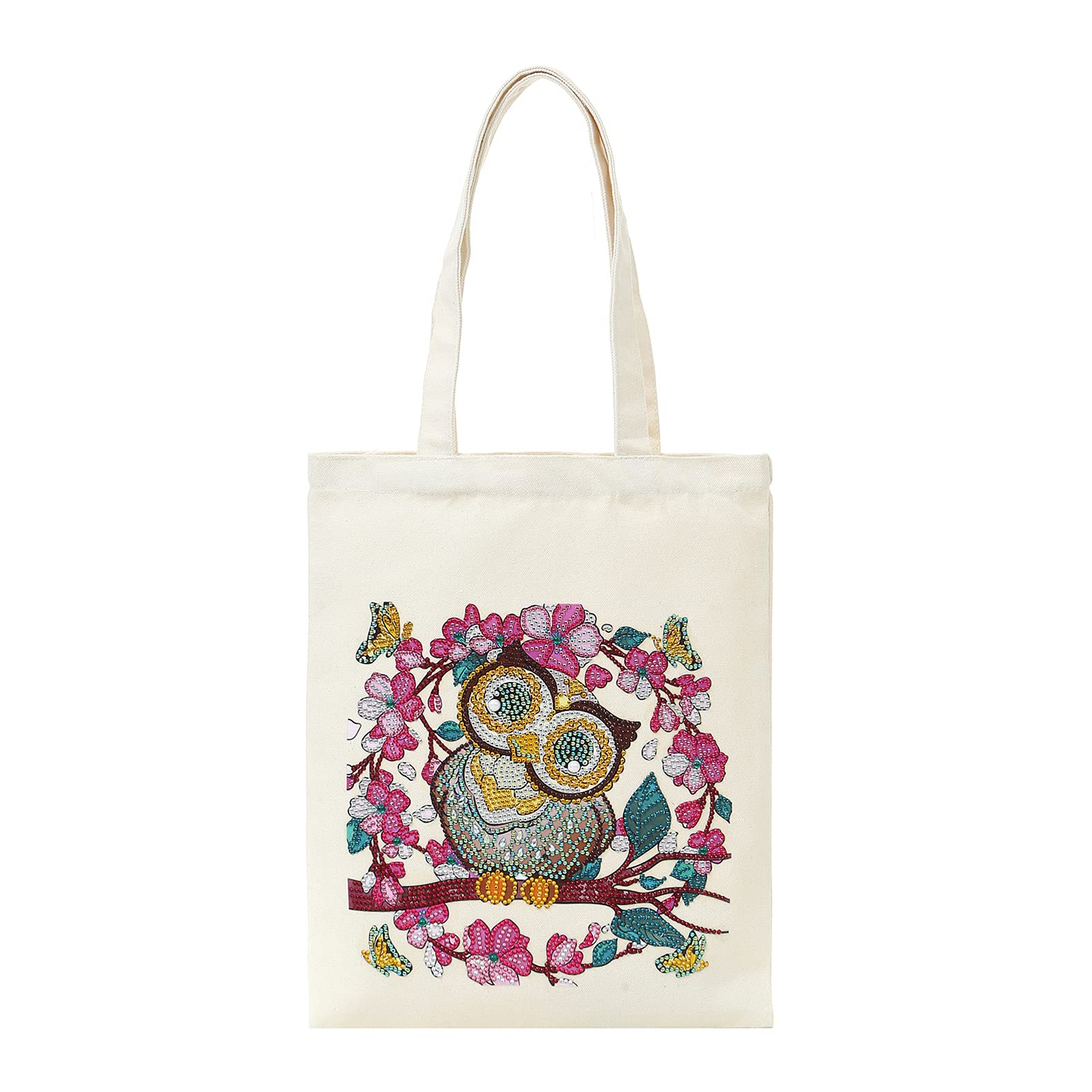 Pssopp DIY Rhinestone Painting Canvas Shoulder Tote Bag for Women and Girls Art and Craft BB023