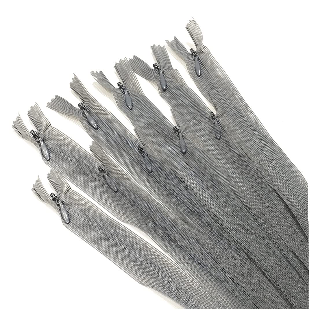 Pack of 10 Invisible Closed Zippers, Zippers in Many Sizes and Colors #3, Fine, Elegant and Discreet Zipper to Sew On Clothes, Dresses, Skirts, Sewing, (22 cm, 319)