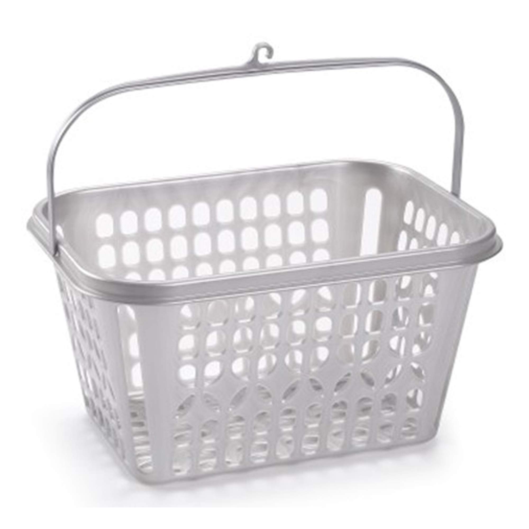 Durable Plastic Peg Tidy Basket Laundry/Clothes Pegs with Handle Light Weight Convenient Size for All Garment Hanging with Hook Washing Line Airer Basket (Silver Peg Basket (D2)) — image 1